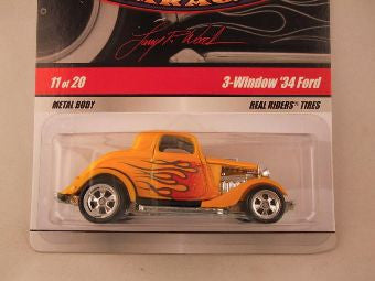 Hot Wheels Larry's Garage 2009, 3-Window '34 Ford, Yellow with Flames