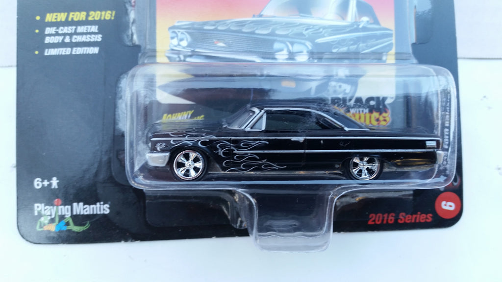 Johnny Lightning Street Freaks 2016, Release 1A, 1963 Ford Galaxie 500, Black with Flames