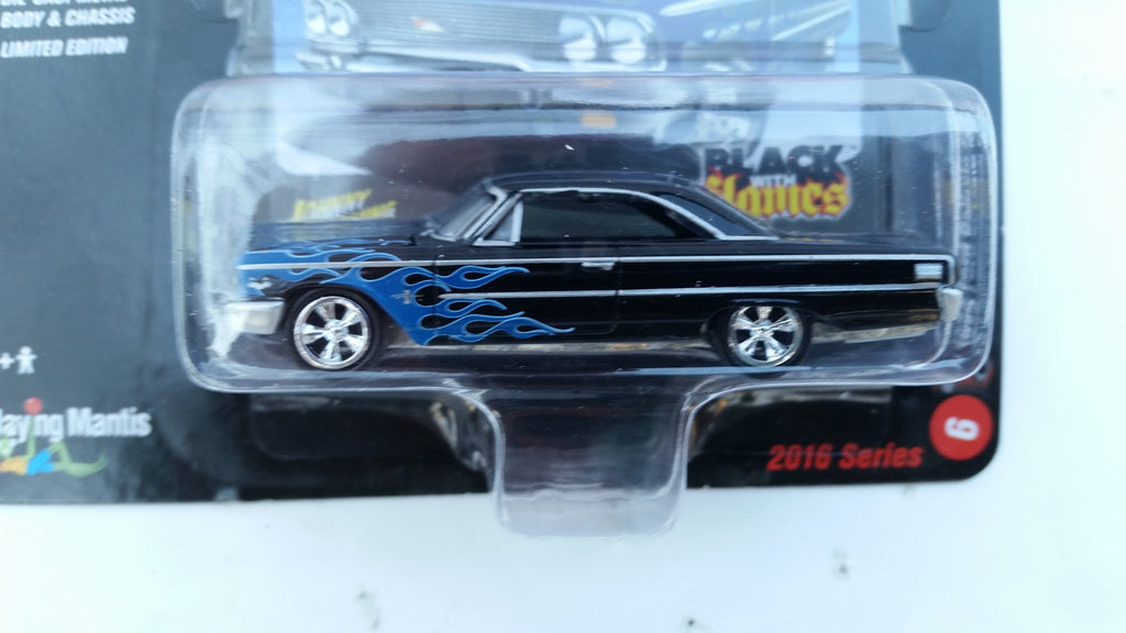 Johnny Lightning Street Freaks 2016, Release 1B, 1963 Ford Galaxie 500, Black with Flames