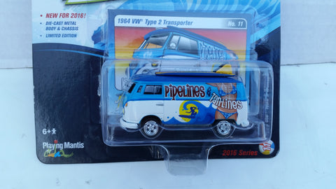 Johnny Lightning Street Freaks 2016, Release 2B, 1964 VW Type 2 Transporter, Surf Rods