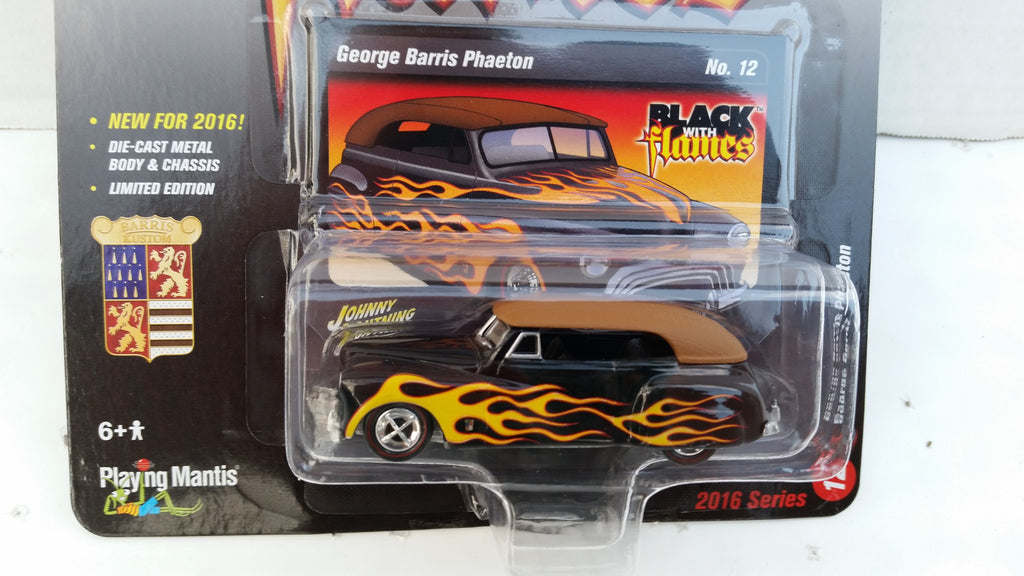 Johnny Lightning Street Freaks 2016, Release 2D, George Barris Phaeton, Black with Flames