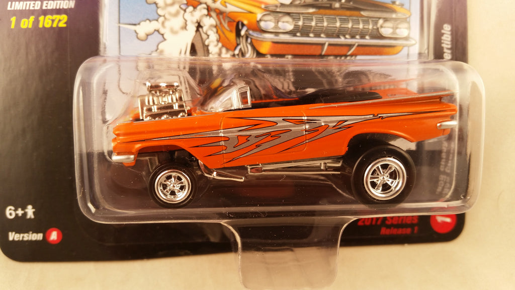 Johnny Lightning Street Freaks 2017, Release 1A, 1959 Chevy Impala Convertible, Zingers