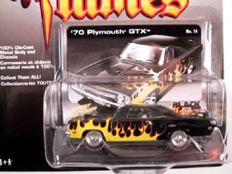 Johnny Lightning Street Freaks, Release 17, '70 Plymouth GTX, Black with Flames