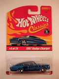 Hot Wheels Classics, Series 1, #05 1967 Dodge Charger, Blue