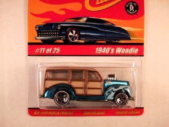 Hot Wheels Classics, Series 1, #11 1940s Woody, Light Blue
