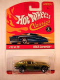 Hot Wheels Classics, Series 1, #12 1963 Corvette, Olive