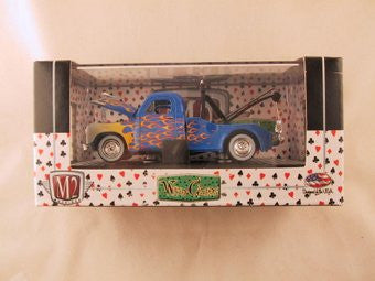 M2 Machines Wild Card Auto-Thentics, Release 01, 1951 Studebaker 2R Tow Truck, Blue with Flames