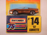 Matchbox 75 Challenge Gold Vehicle, #14 '87 Corvette