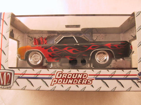 M2 Machines Ground Pounders, Release 10, 1970 Chevrolet El Camino, Black with Flames