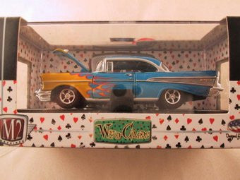 M2 Machines Wild Card Auto-Thentics, Release 04, 1957 Chevrolet Bel Air, Blue with Flames